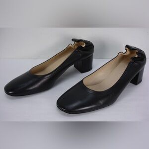 GUC  EVERLANE THE ITALIAN LEATHER DAY HEEL BLACK LEATHER PUMPS SHOES WOMEN'S